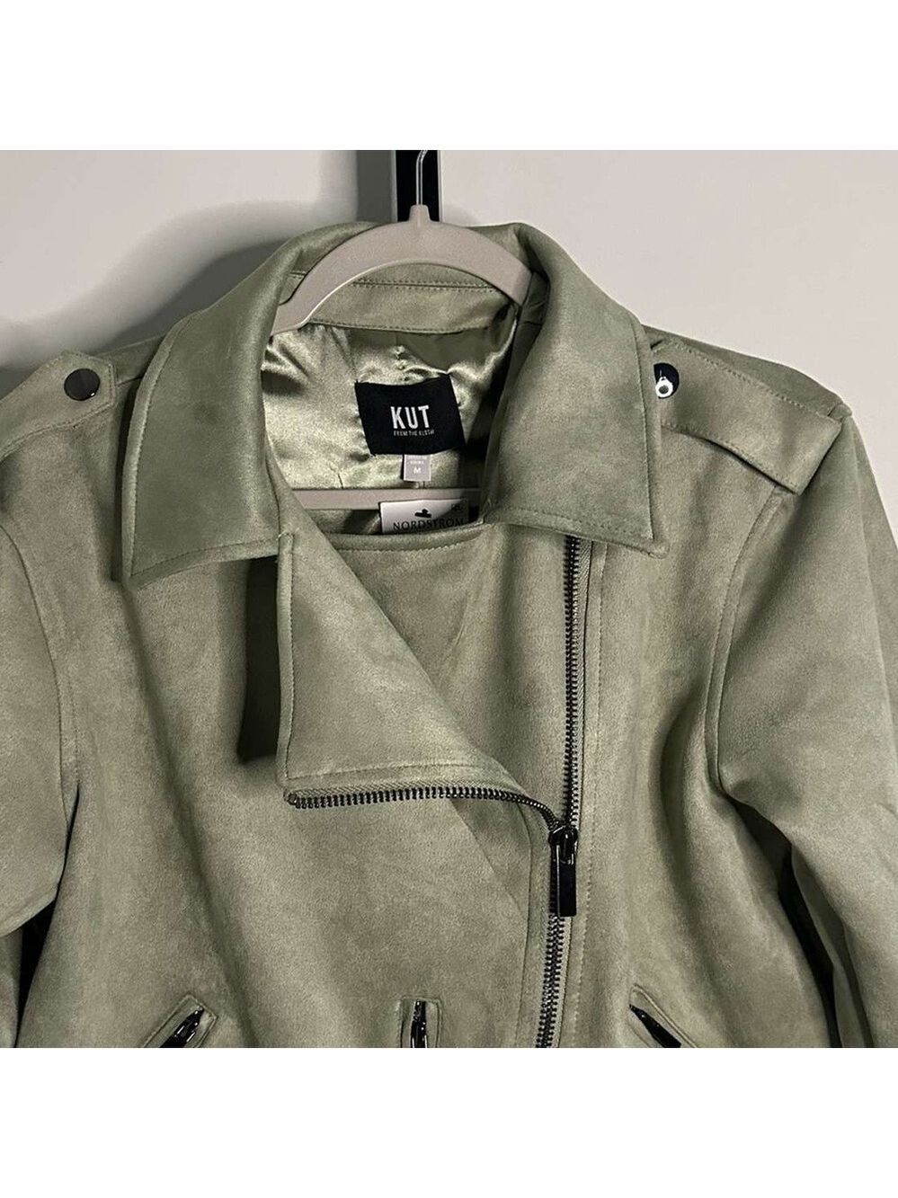 KUT from the Kloth-Jackie Moto Jacket-size Medium-Celery-NWT-retails $129 - Picture 3 of 10